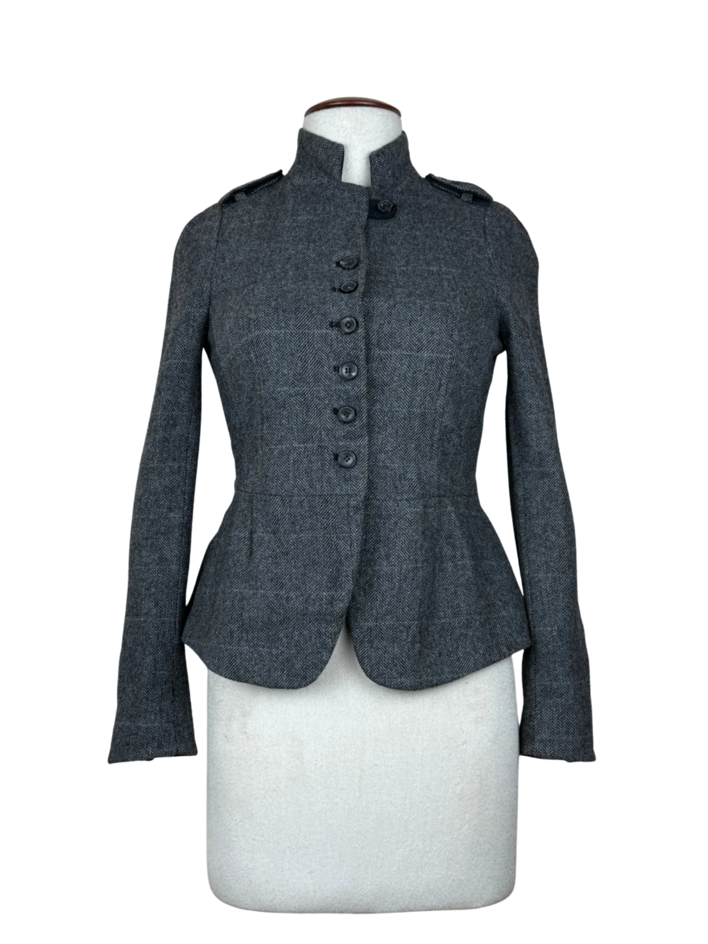 Secondhand Branded Women Bolero Coatt by Zara, Grey Lana Wool fabric, Premium Plus condition, for Womens - Online Thrift Shop Peshawar Pakistan