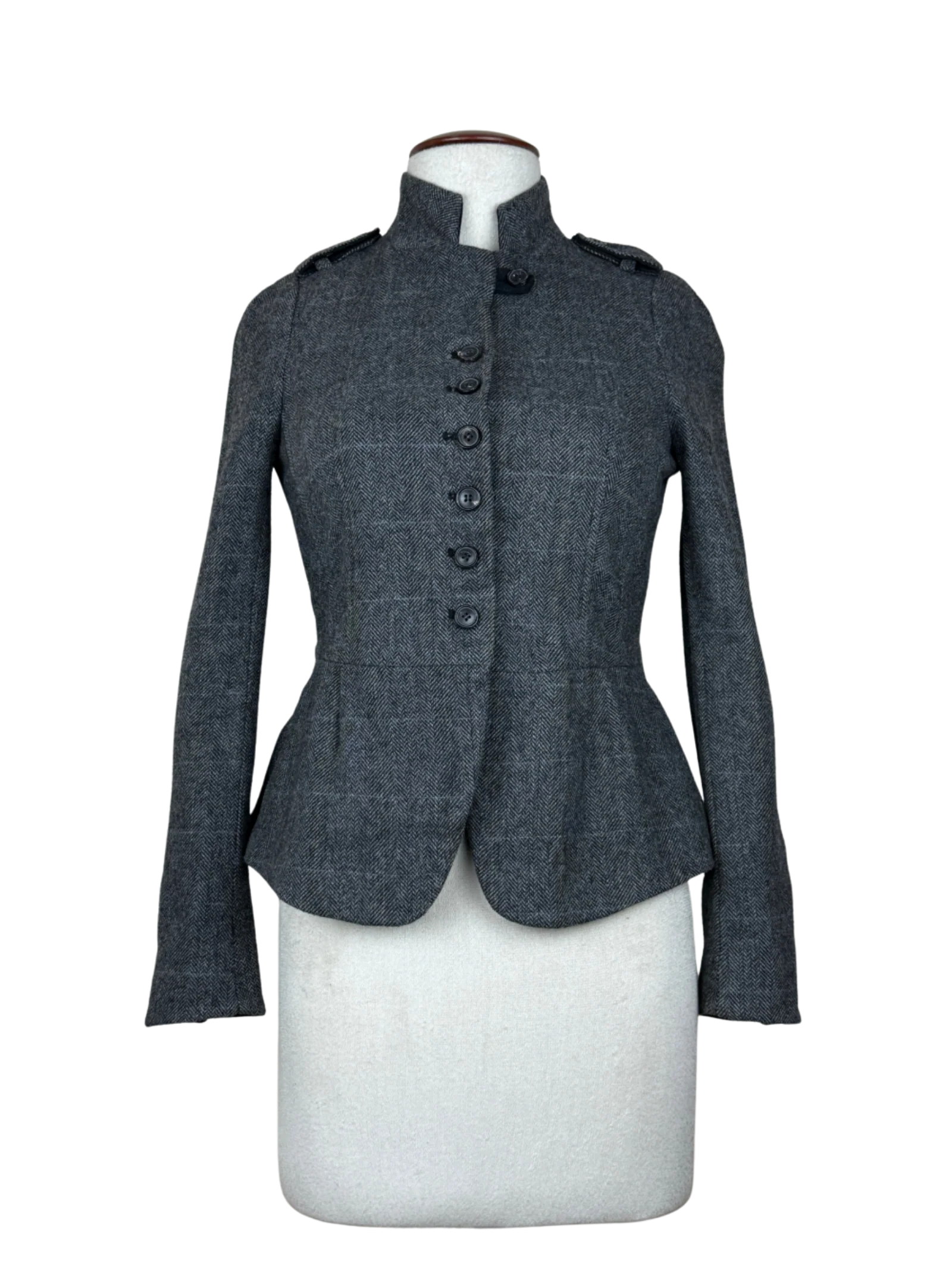 Secondhand Branded Women Bolero Coatt by Zara, Grey Lana Wool fabric, Premium Plus condition, for Womens - Online Thrift Shop Peshawar Pakistan