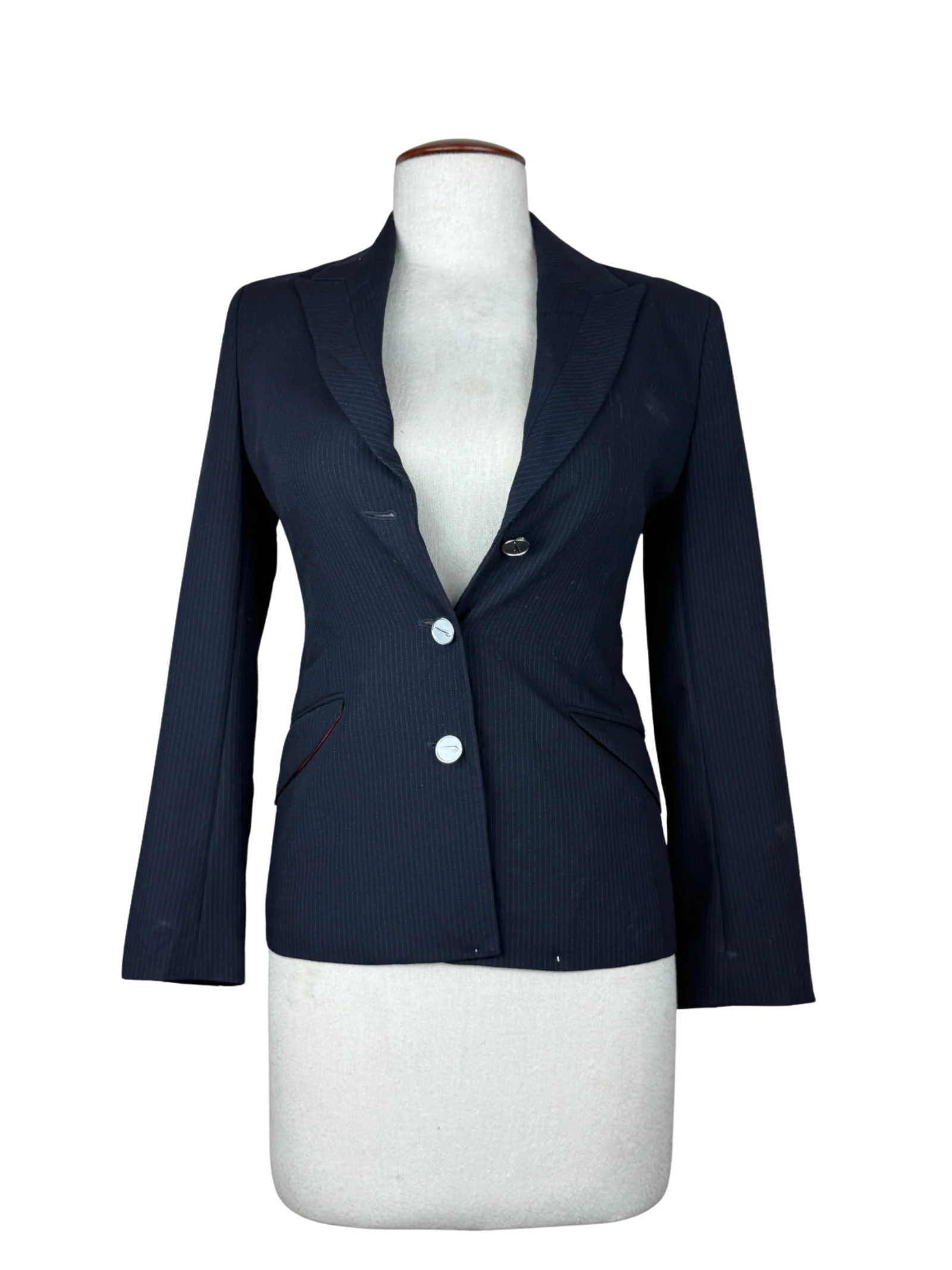 Preloved Premium Women Bolero Coatt by JULIEN MACDONALD, Blue Polyester + Wool for Womens - OTS Thrift Shop Lahore Pakistan