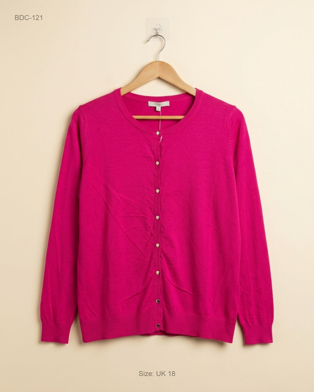 Shop Excellent Button Down Cardigans by George | Preloved Branded Clothes | Shoking Pink Viscose | Women | OTS Thrift Store Peshawar Pakistan