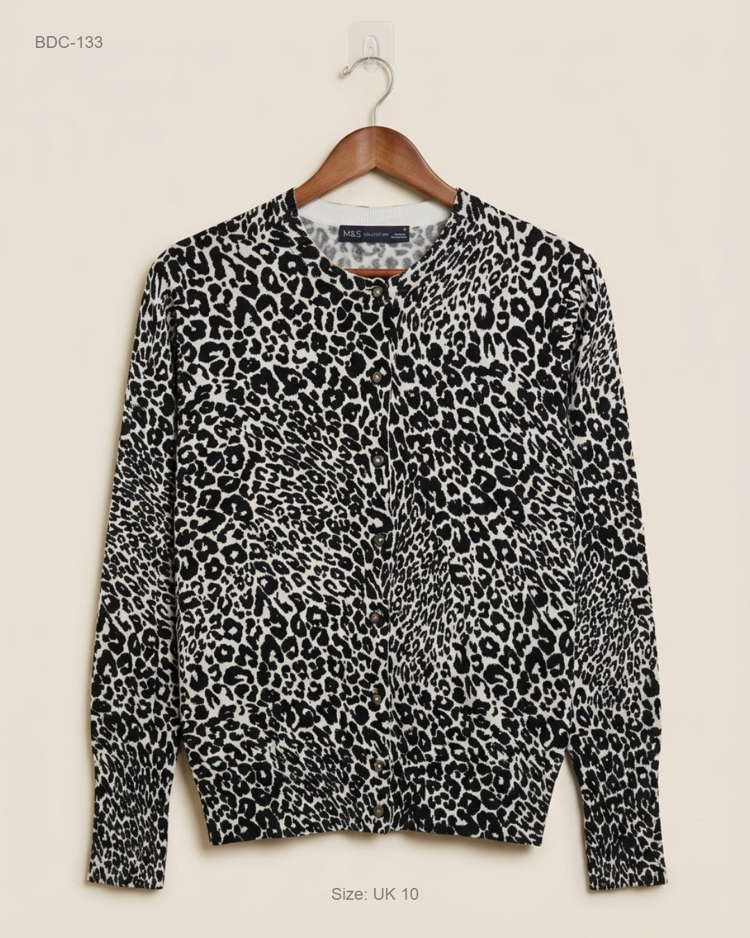 Button Down Cardigans | M&S Collection | Preloved Branded | Black & Offwhite Viscose | Premium | OTS Thrift Store Islamabad Pakistan