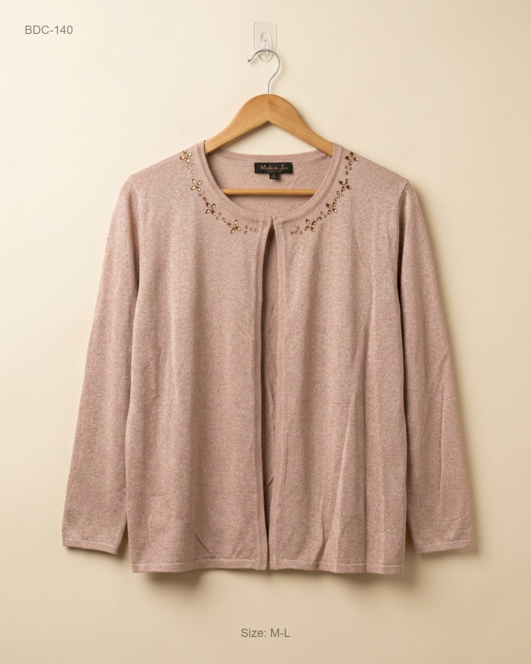 Secondhand Branded Button Down Cardigans by Mudflower, Beige Polyester fabric, Premium condition, for Women - Online Thrift Shop Karachi Pakistan