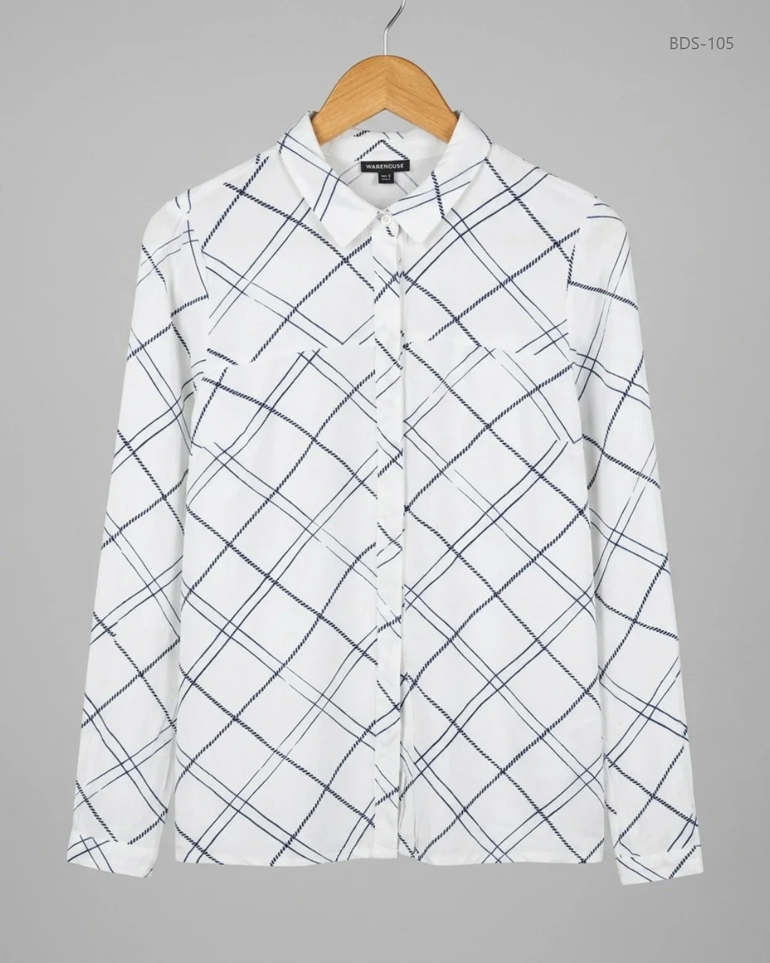Button Down Shirt | Warehouse | Preloved Branded | White Polyester | Premium | OTS Thrift Store Lahore Pakistan