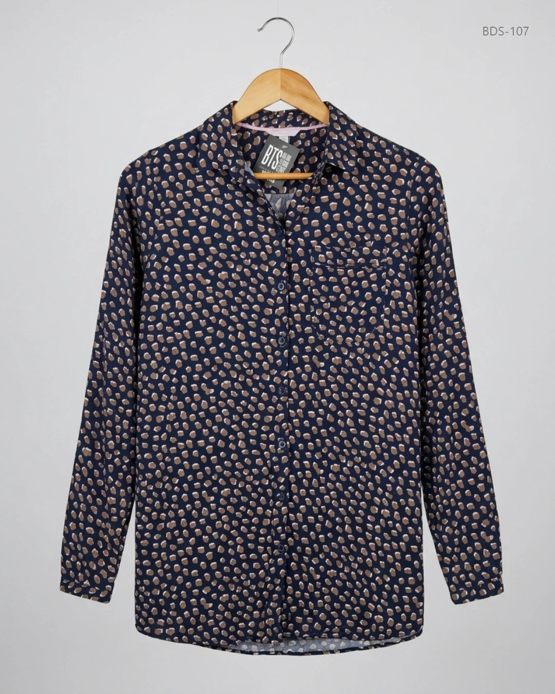 UK Imported secondhand Button Down Shirt - Joules brand, Navy Blue Polyester, Premium condition, for Womens - Online Thrift Store Lahore Pakistan