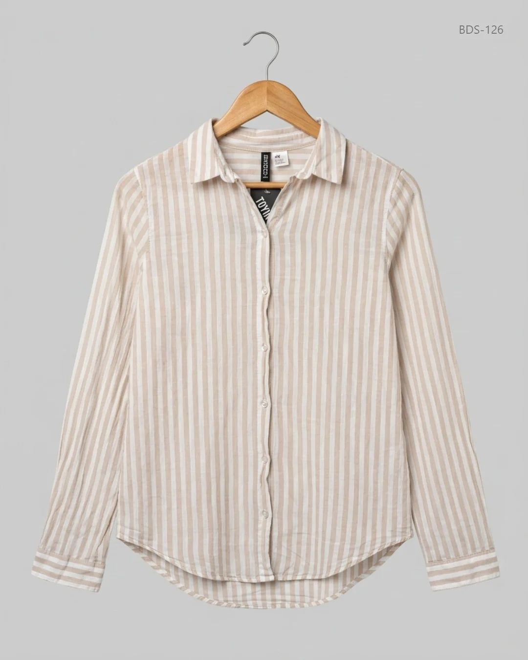 Excellent Condition Button Down Shirt | Preloved H&M | Beige Cotton | Thrift Shop for Womens Islamabad Pakistan | OTS