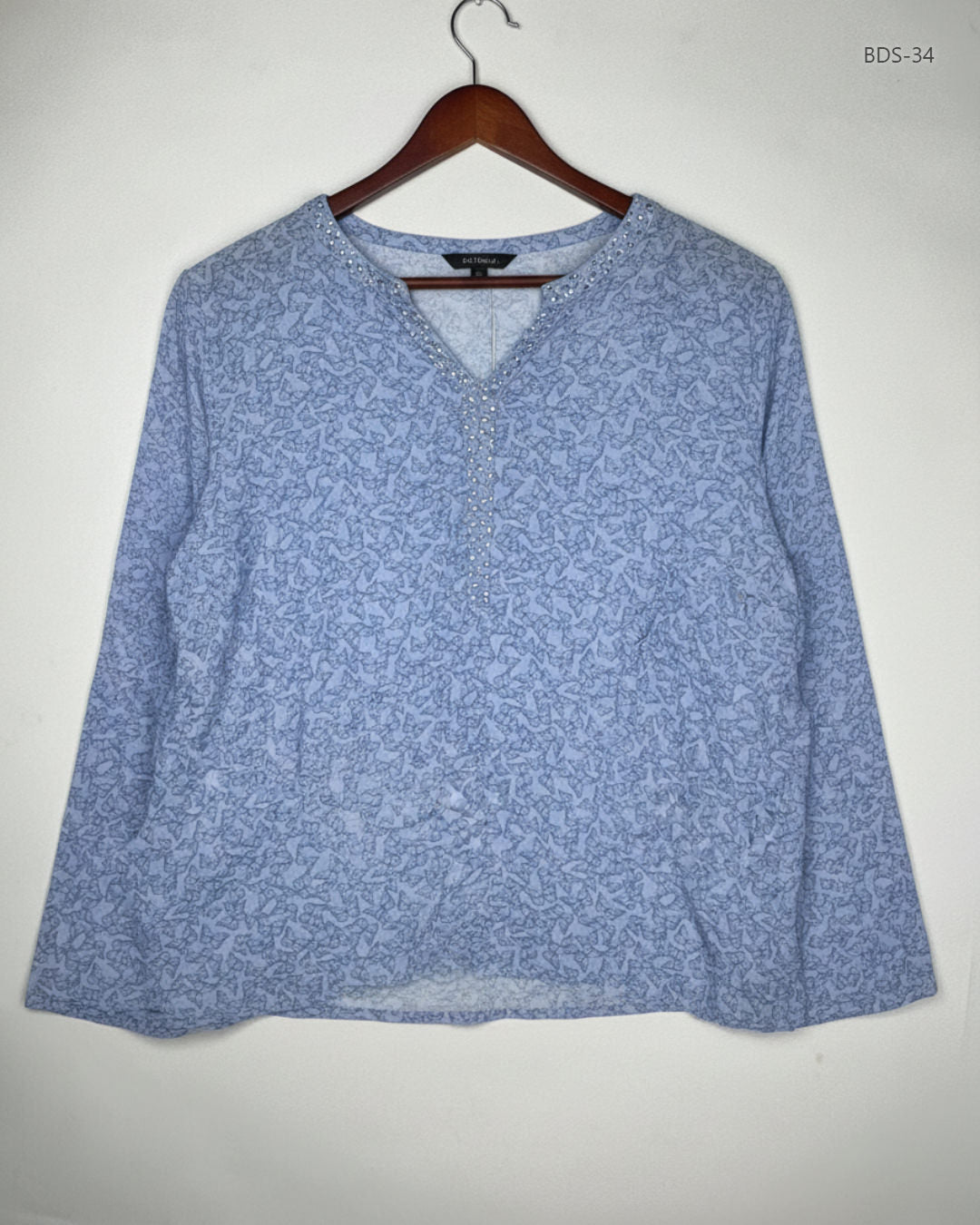 Shop Premium Button Down Shirt by Bonmarché | Preloved Branded Clothes | Blue Viscose | Women | OTS Thrift Store Peshawar Pakistan