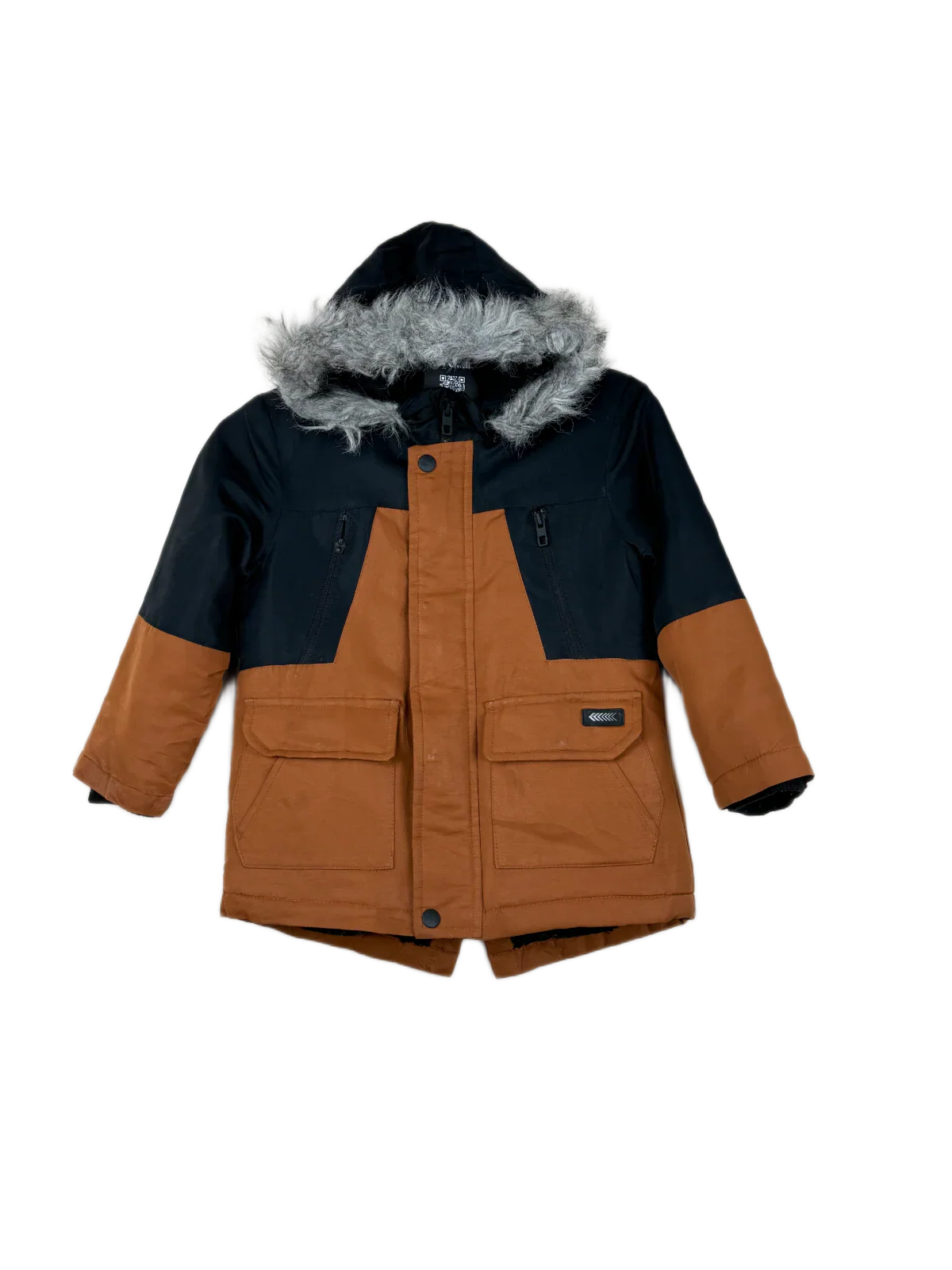 Preloved Excellent Winter Boys Jackets by Primark, Black & Tan Polyester for Boys - OTS Thrift Shop Karachi Pakistan