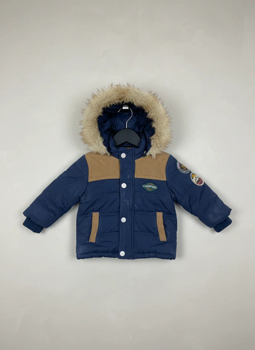 UK Imported secondhand Winter Boys Jackets - chicco brand, Brown&blue Cotton, Premium condition, for Boys - Online Thrift Store Islamabad Pakistan