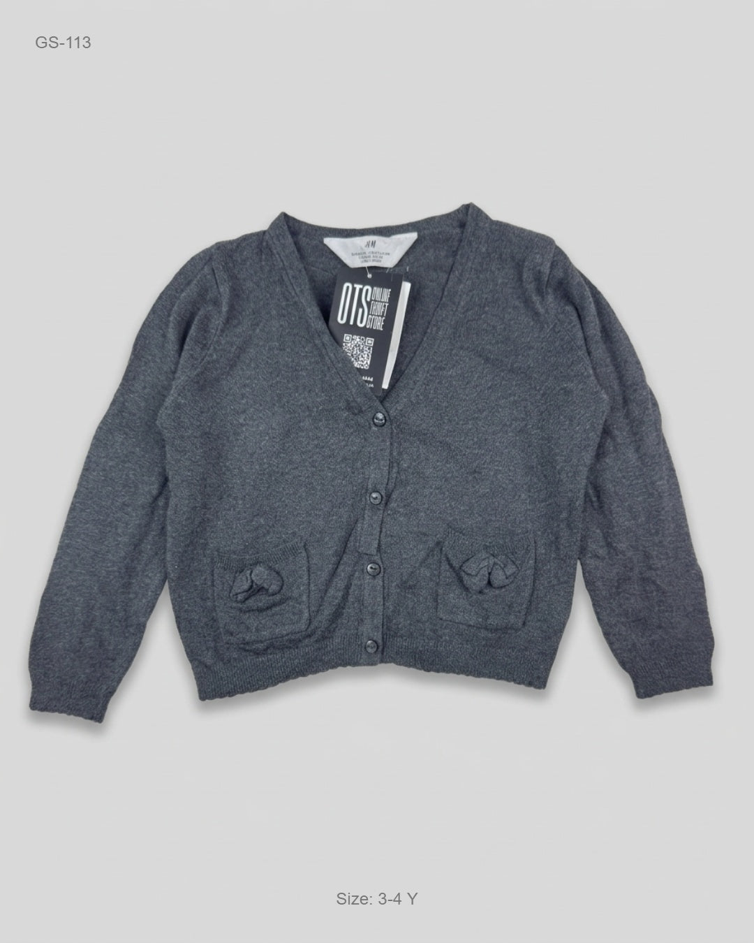 Preloved Premium Girls Sweaters by H&M, Grey Cotton for Girls - OTS Thrift Shop Islamabad Pakistan