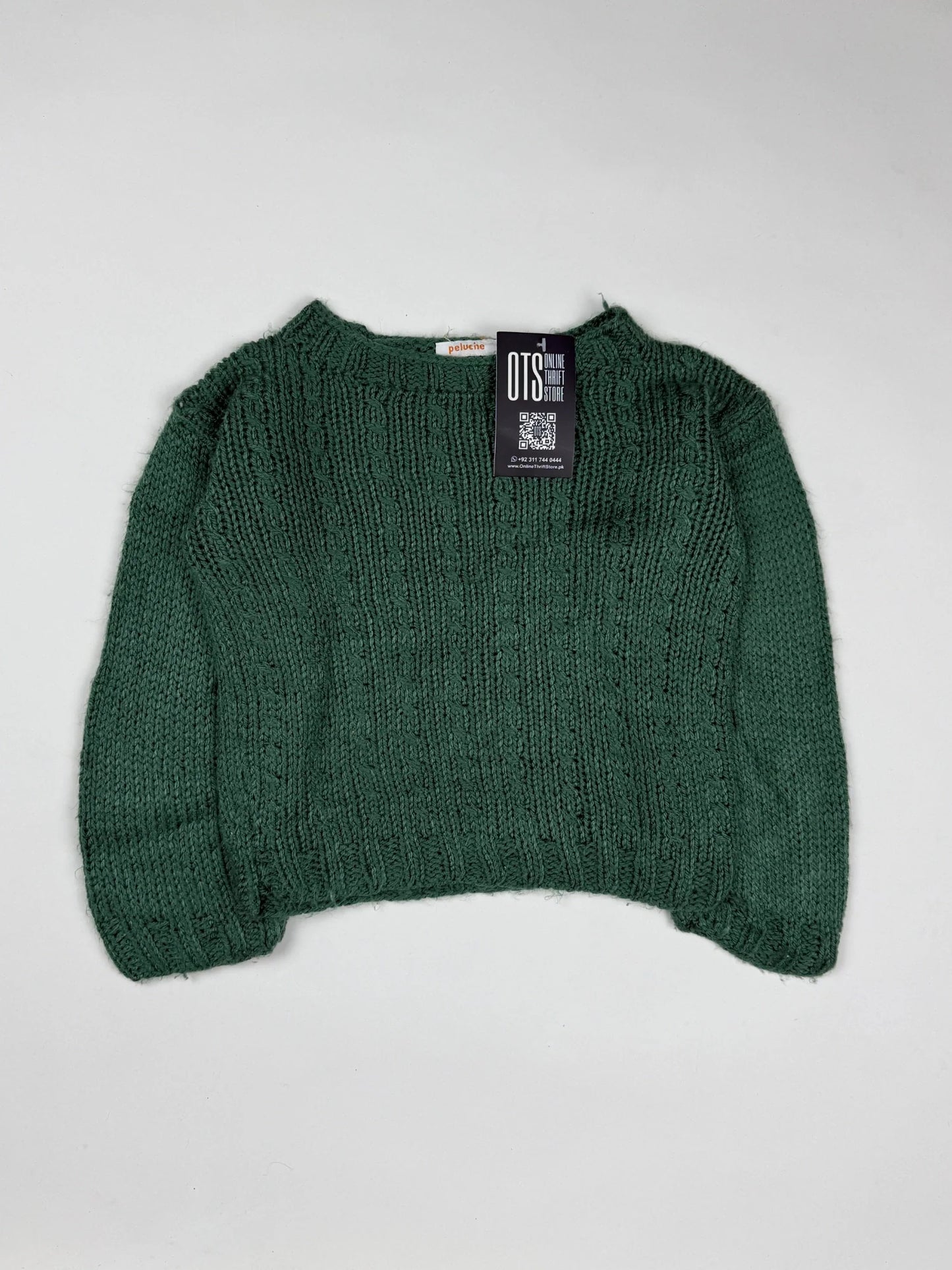 Premium Condition Girls Sweaters | Preloved Peluche | Dark Green Wool | Thrift Shop for Girls Lahore Pakistan | OTS
