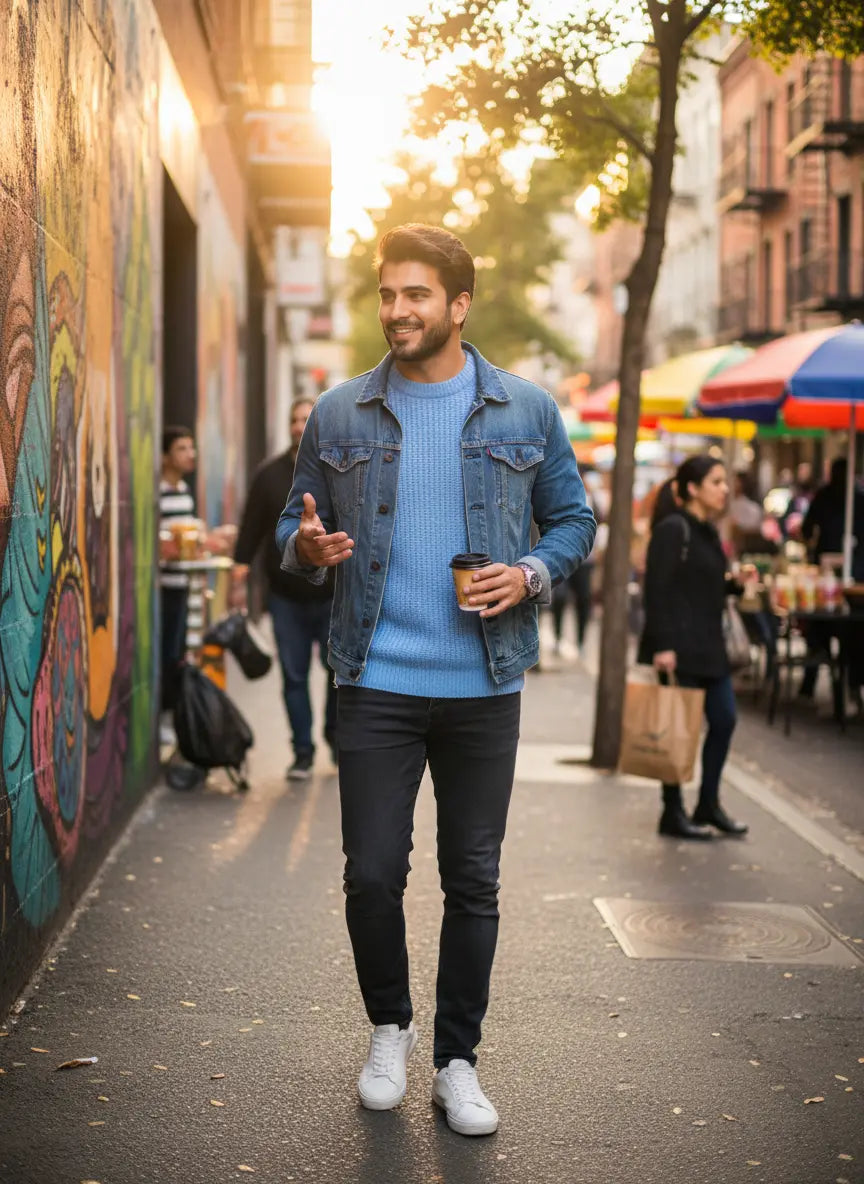 Sky Blue Men's Jumpers & Sweater by Shentons (MS-108)