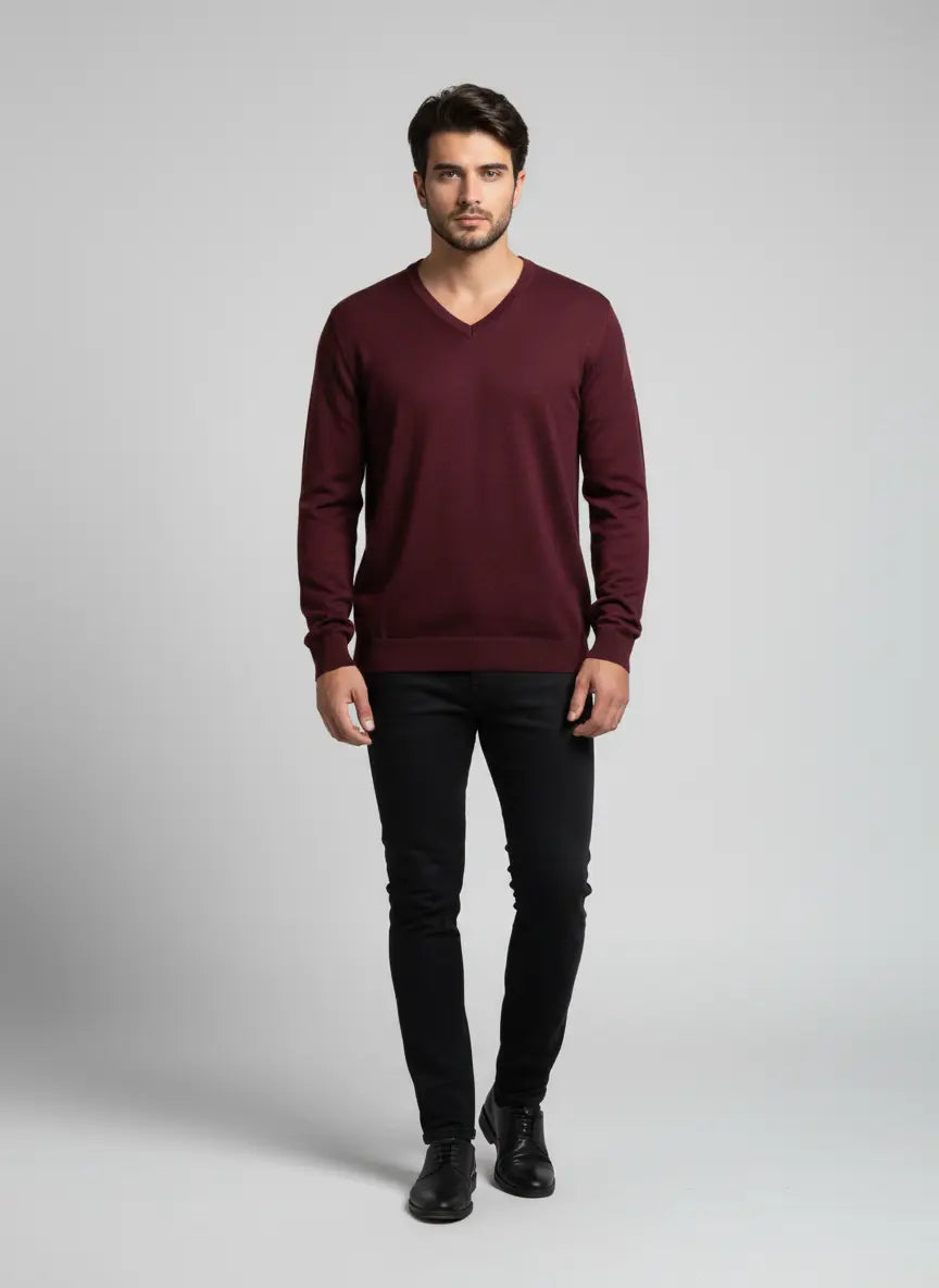 Maroon Men's Jumpers & Sweater by T.M. Lewin (MS-116)