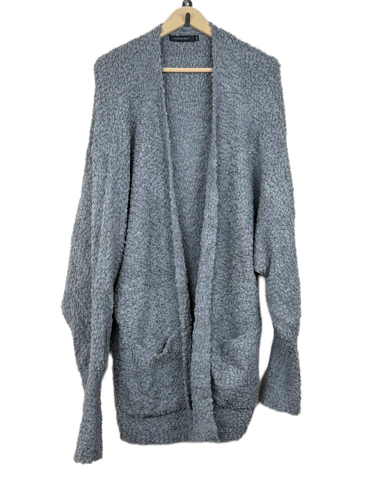 Winter Long Cardigans | Merokeety | Preloved Branded | Grey Polyester | Premium | OTS Thrift Store Lahore Pakistan