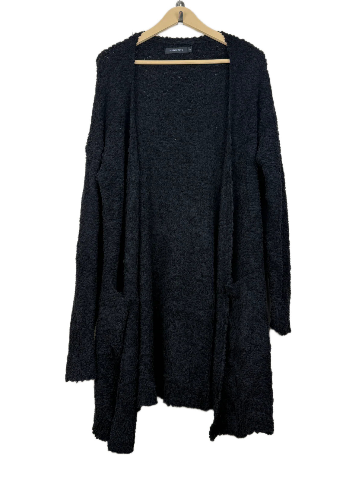 Winter Long Cardigans | Merokeety | Preloved Branded | Black Polyester | Premium | OTS Thrift Store Islamabad Pakistan
