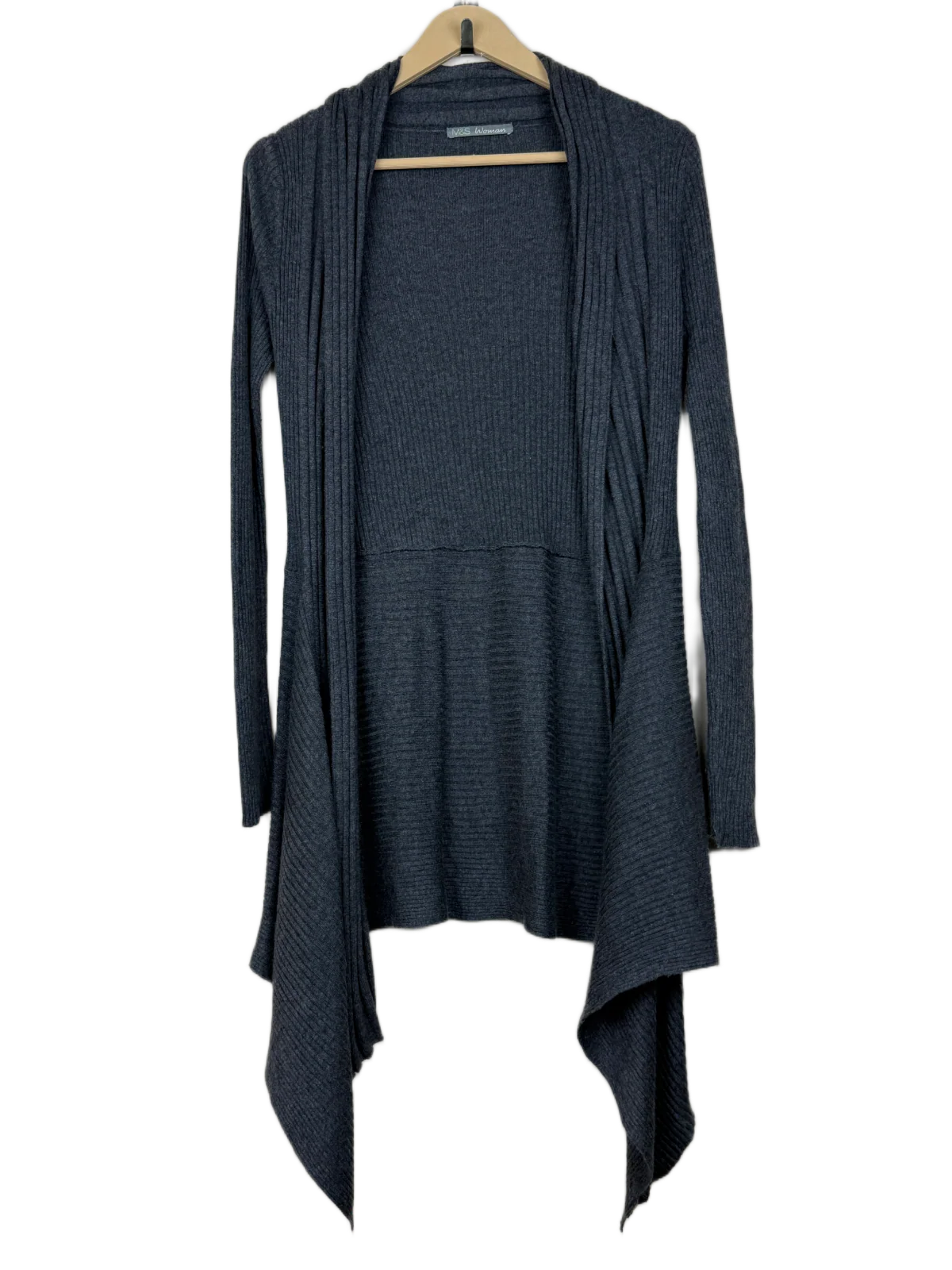 Preloved Premium Winter Long Cardigans by Marks & Spencer, Black Polyester + Viscose for Women - OTS Thrift Shop Karachi Pakistan