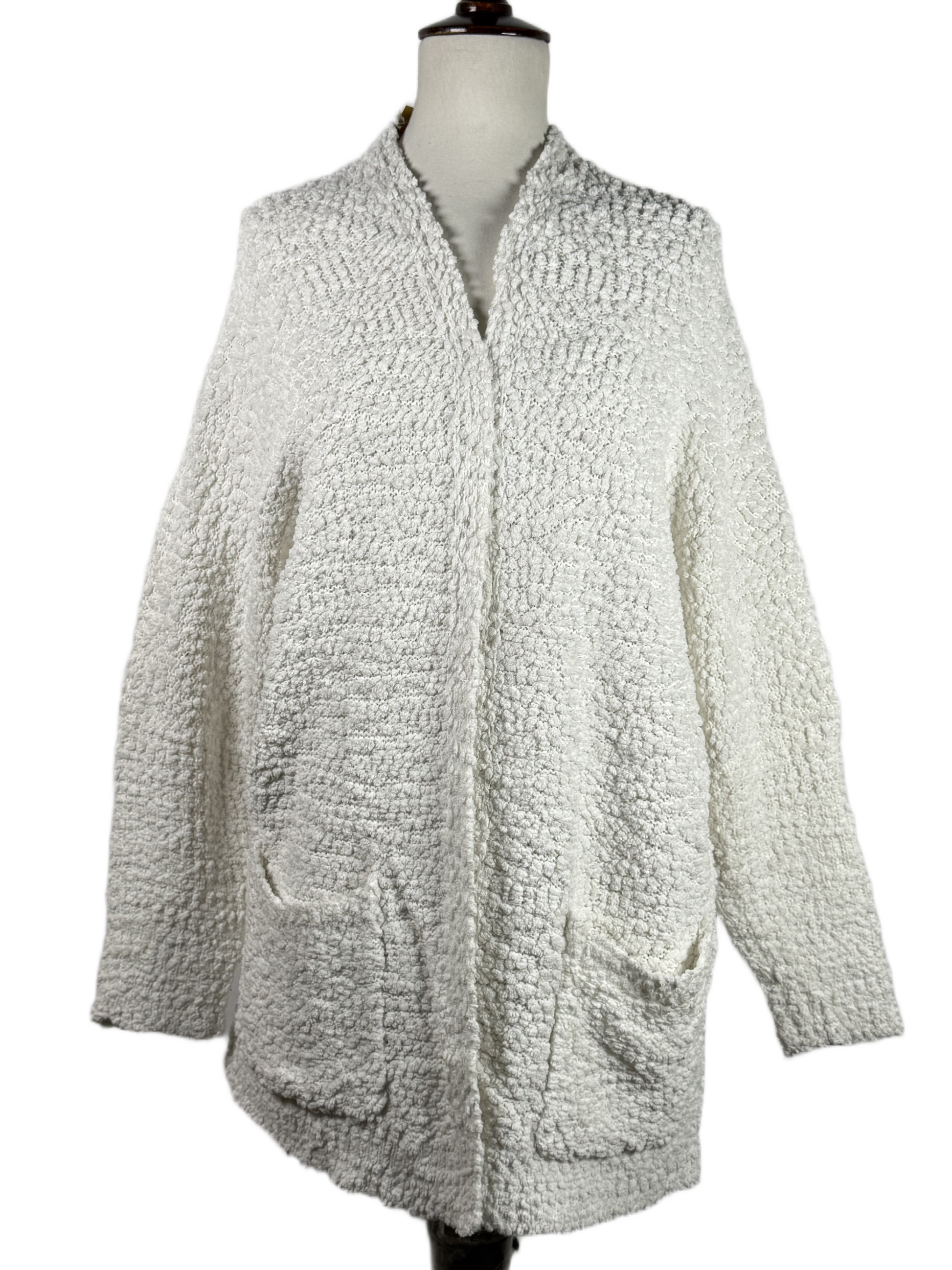 Secondhand Branded Winter Long Cardigans by UNKNOWN, WHITE ACRYLIC fabric, PREMIUM PLUS condition, for Women - Online Thrift Shop Karachi Pakistan