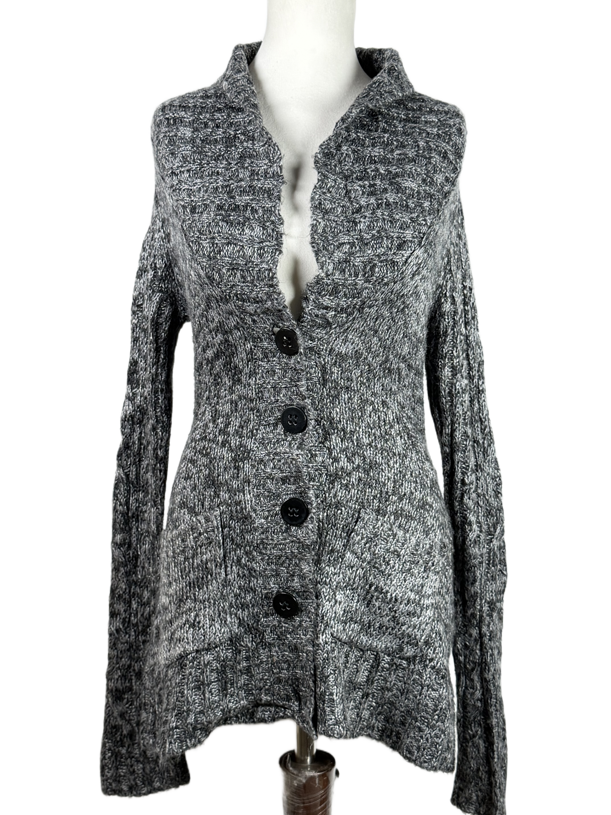 Preloved PREMIUM PLUS Winter Long Cardigans by GIRL PRESS, GREY ACRYLIC for Women - OTS Thrift Shop Islamabad Pakistan