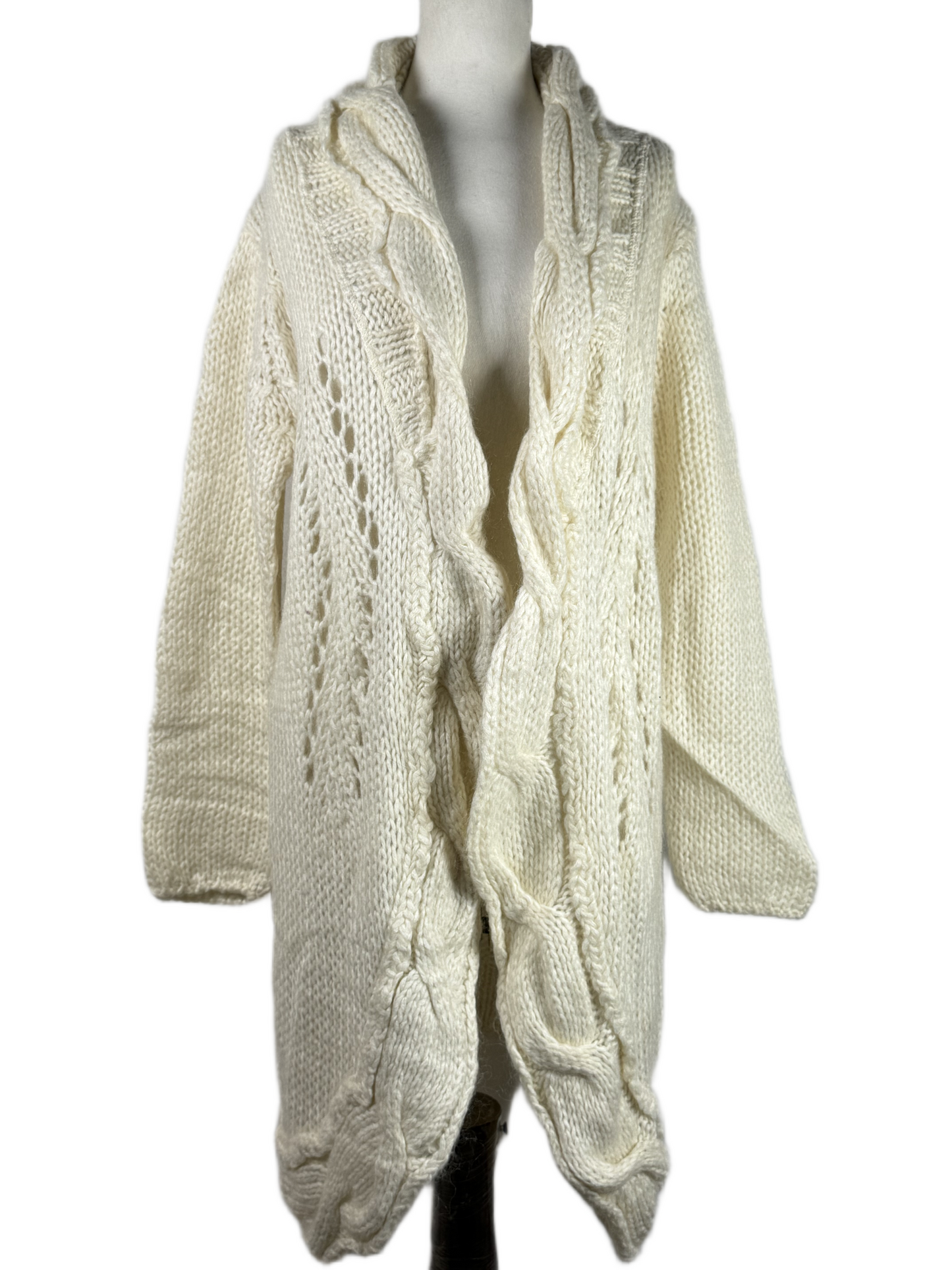 UK Imported secondhand Winter Long Cardigans - ATTESA brand, WHITE ACRYLIC, PREMIUM condition, for Women - Online Thrift Store Peshawar Pakistan