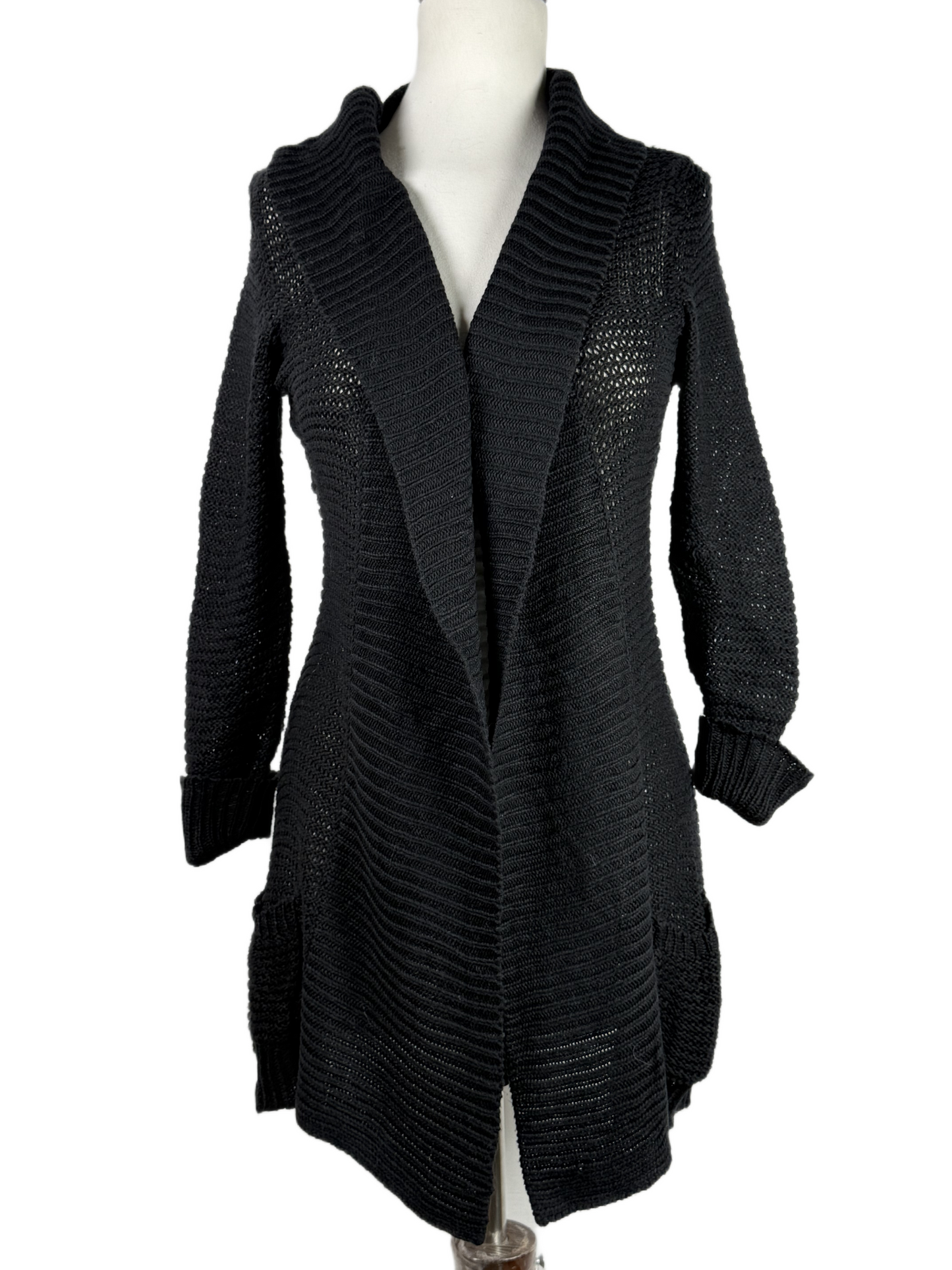 Shop PREMIUM Winter Long Cardigans by CHICOREE | Preloved Branded Clothes | BLACK ACRYLIC | Women | OTS Thrift Store Lahore Pakistan