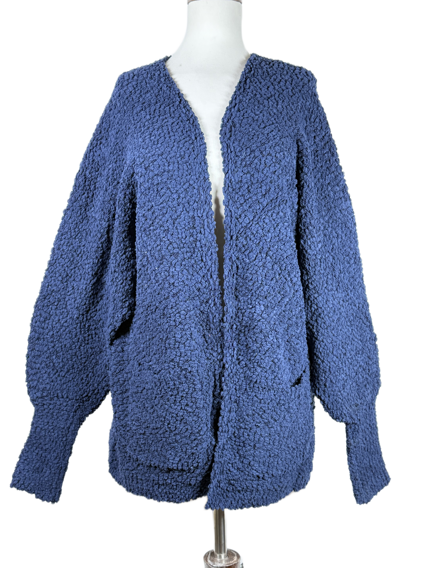 Preloved PREMIUM Winter Long Cardigans by MEROKEETY, BLUE ACRYLIC for Women - OTS Thrift Shop Peshawar Pakistan