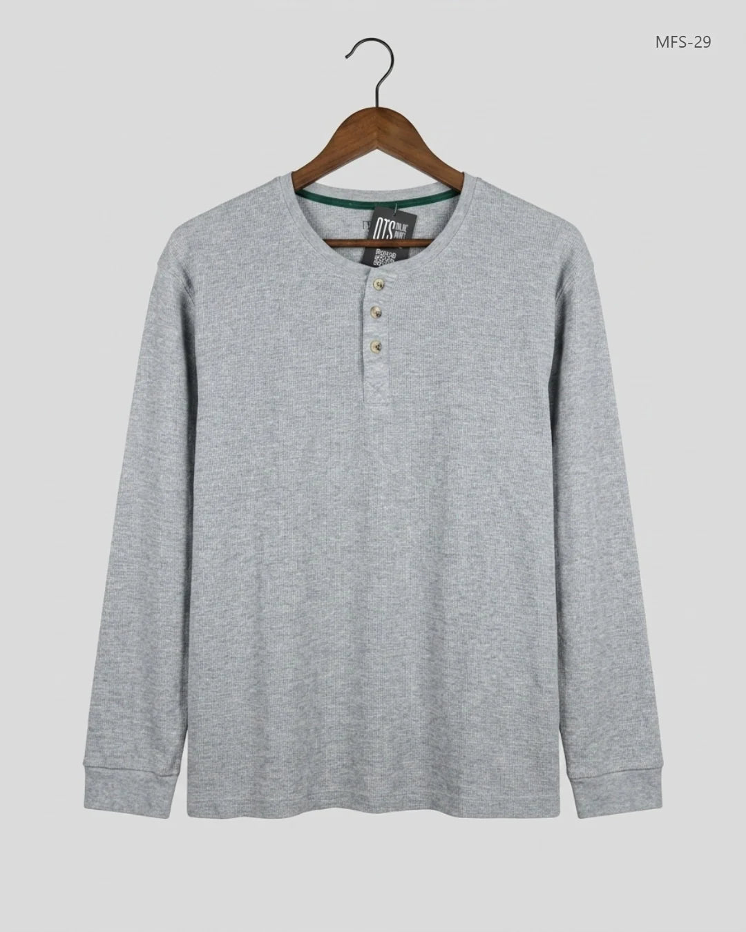 Men's Full Sleeves T-Shirt | m a n | Preloved Branded | Gray Cotton | Premium | OTS Thrift Store Karachi Pakistan