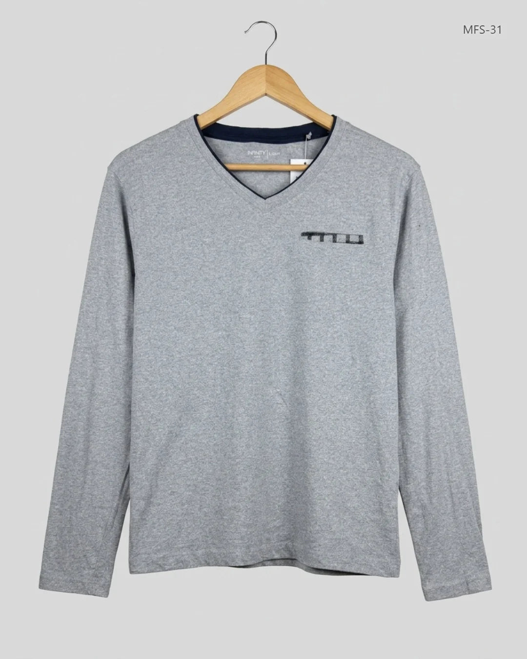 Preloved Premium Men's Full Sleeves T-Shirt by Infinity, Gray cotton for Men - OTS Thrift Shop Karachi Pakistan