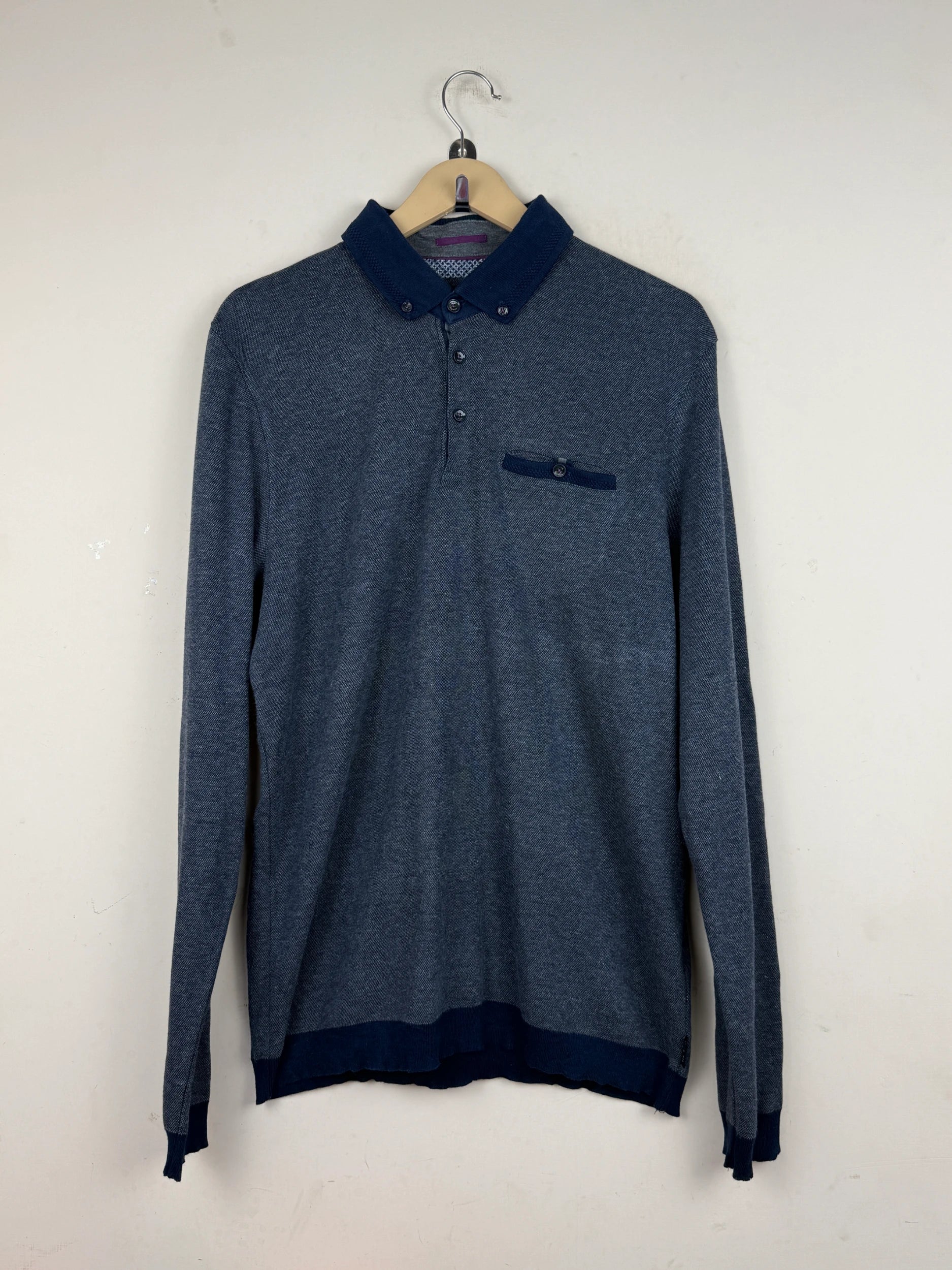 Secondhand Branded Men's Jumpers & Sweaters by Ted Baker, Blue Cotton fabric, Premium Plus condition, for Men - Online Thrift Shop Peshawar Pakistan