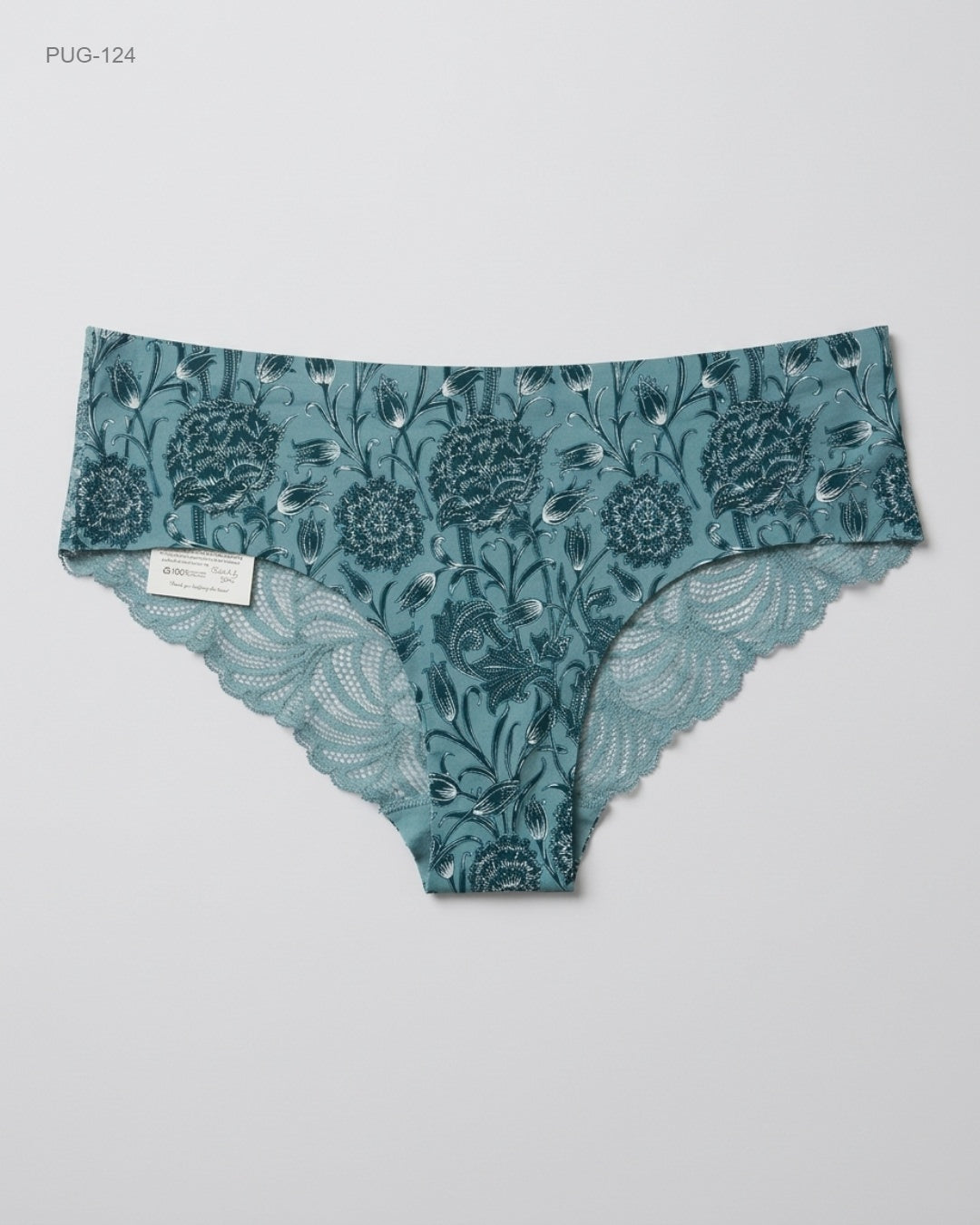 CUT LABEL Cyan Lace-Trim Floral Hipster Panties buy preloved clothing online Pakistan