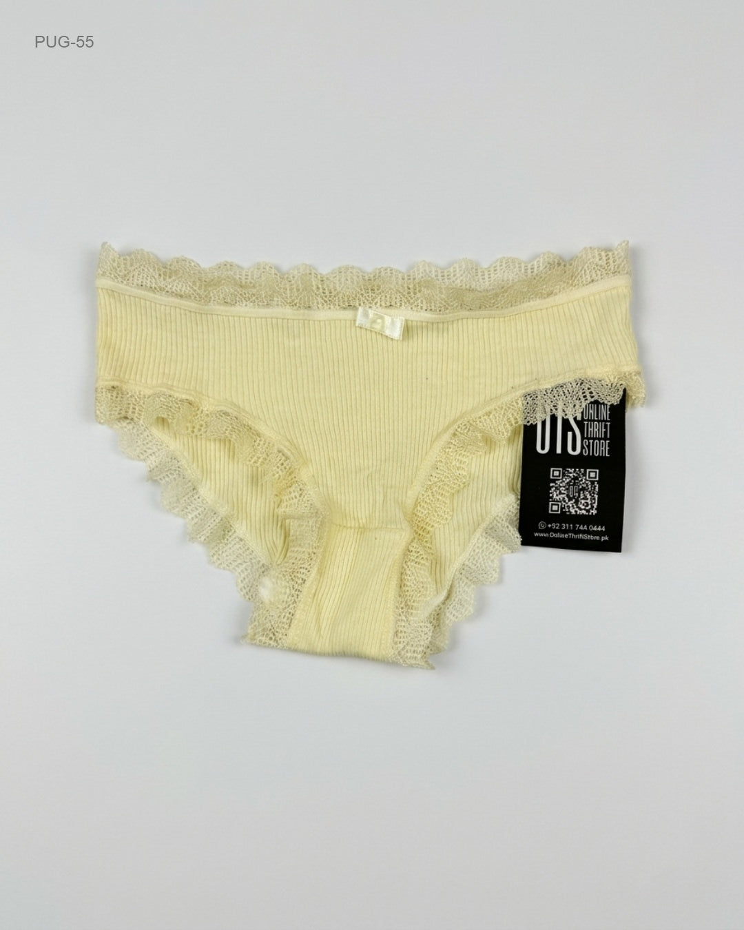 CUT LABEL Lime Lace-Trimmed Ribbed Panties buy preloved clothing online Pakistan