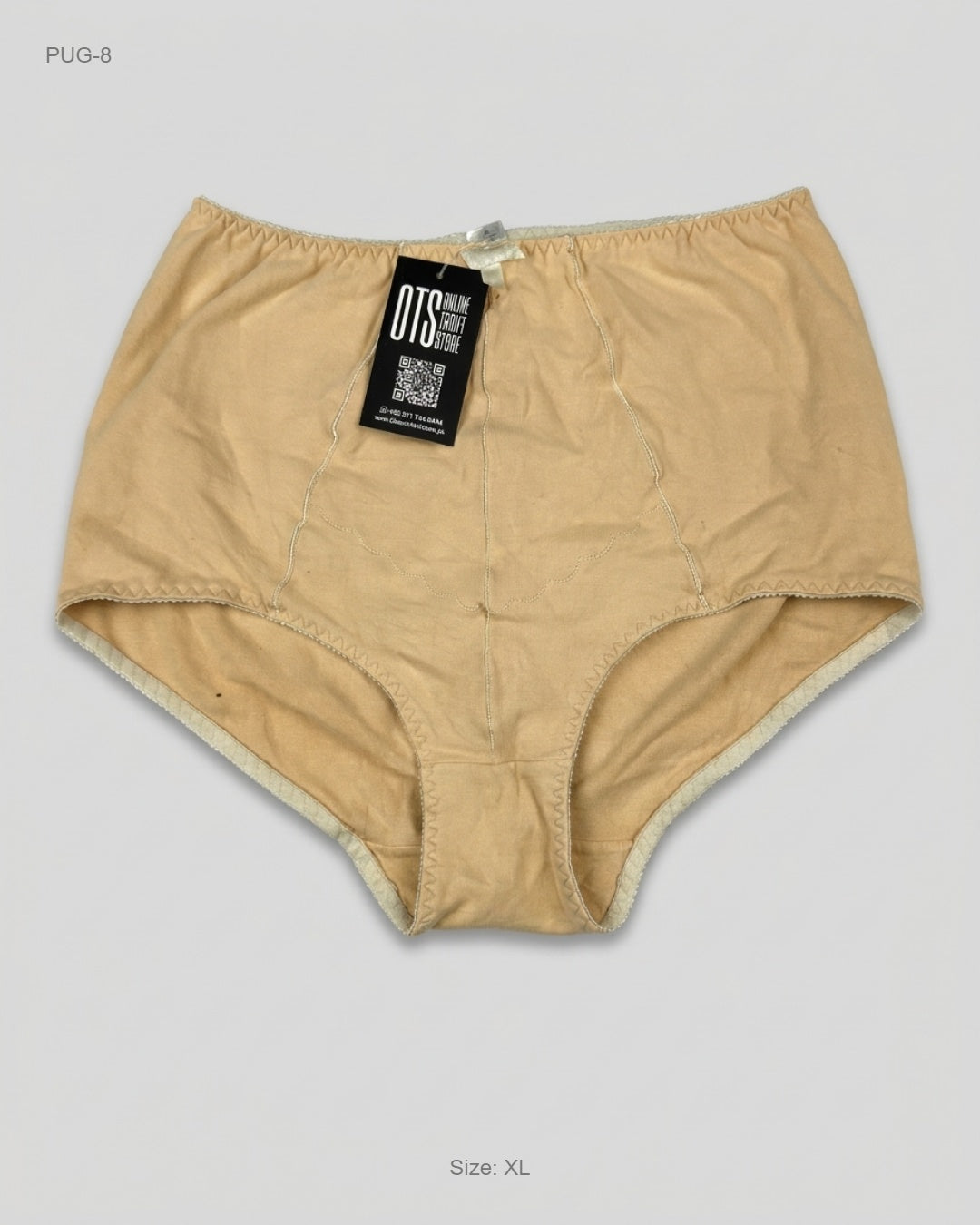 CUT LABEL Beige High-Waisted Cotton Briefs buy preloved clothing online Pakistan