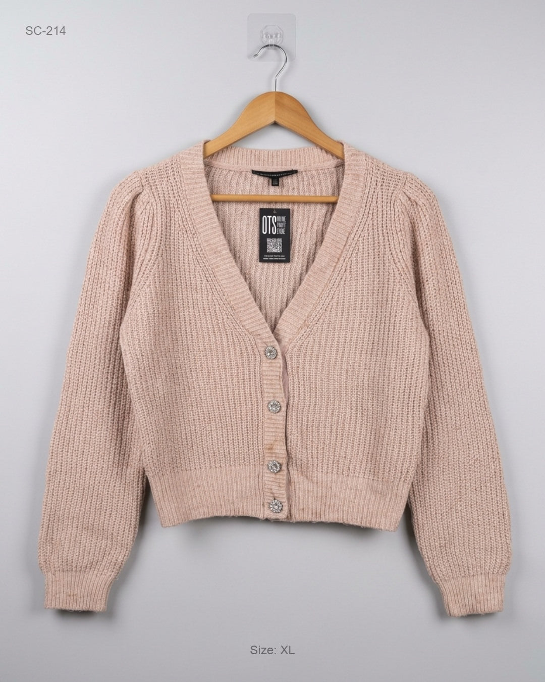 Shop Excellent Short Cardigans by WHITE HOUSE BLACK MARKET | Preloved Branded Clothes | Pink Acrylic | Women | OTS Thrift Store Peshawar Pakistan
