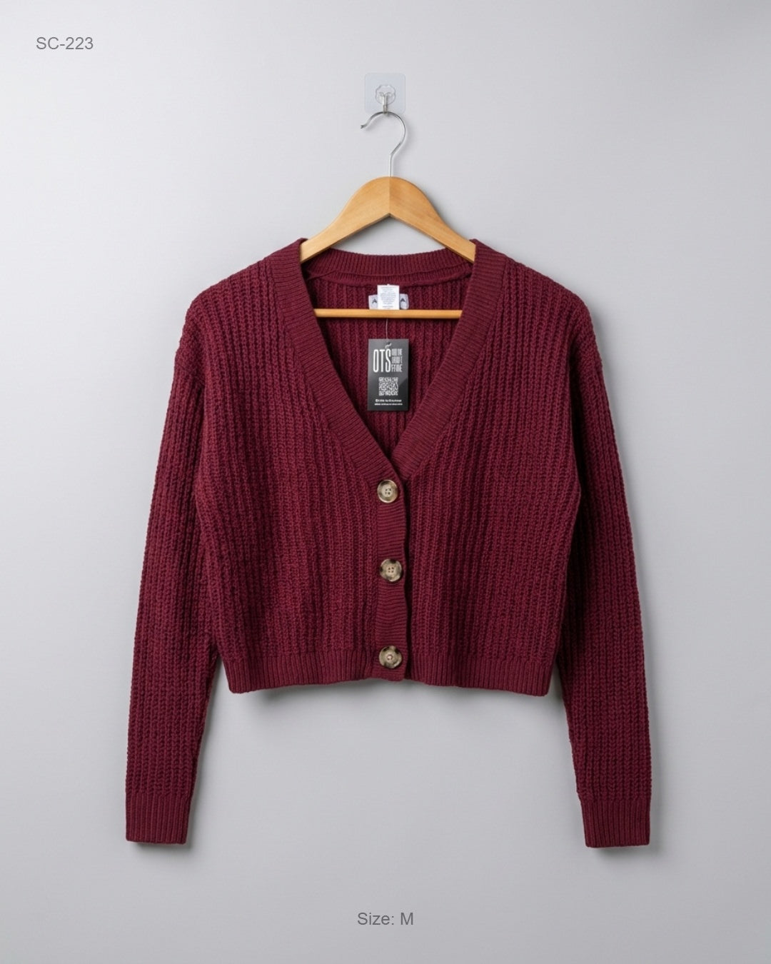 Premium Condition Short Cardigans | Preloved AIR ZONA | Maroon Acrylic | Thrift Shop for Women Lahore Pakistan | OTS