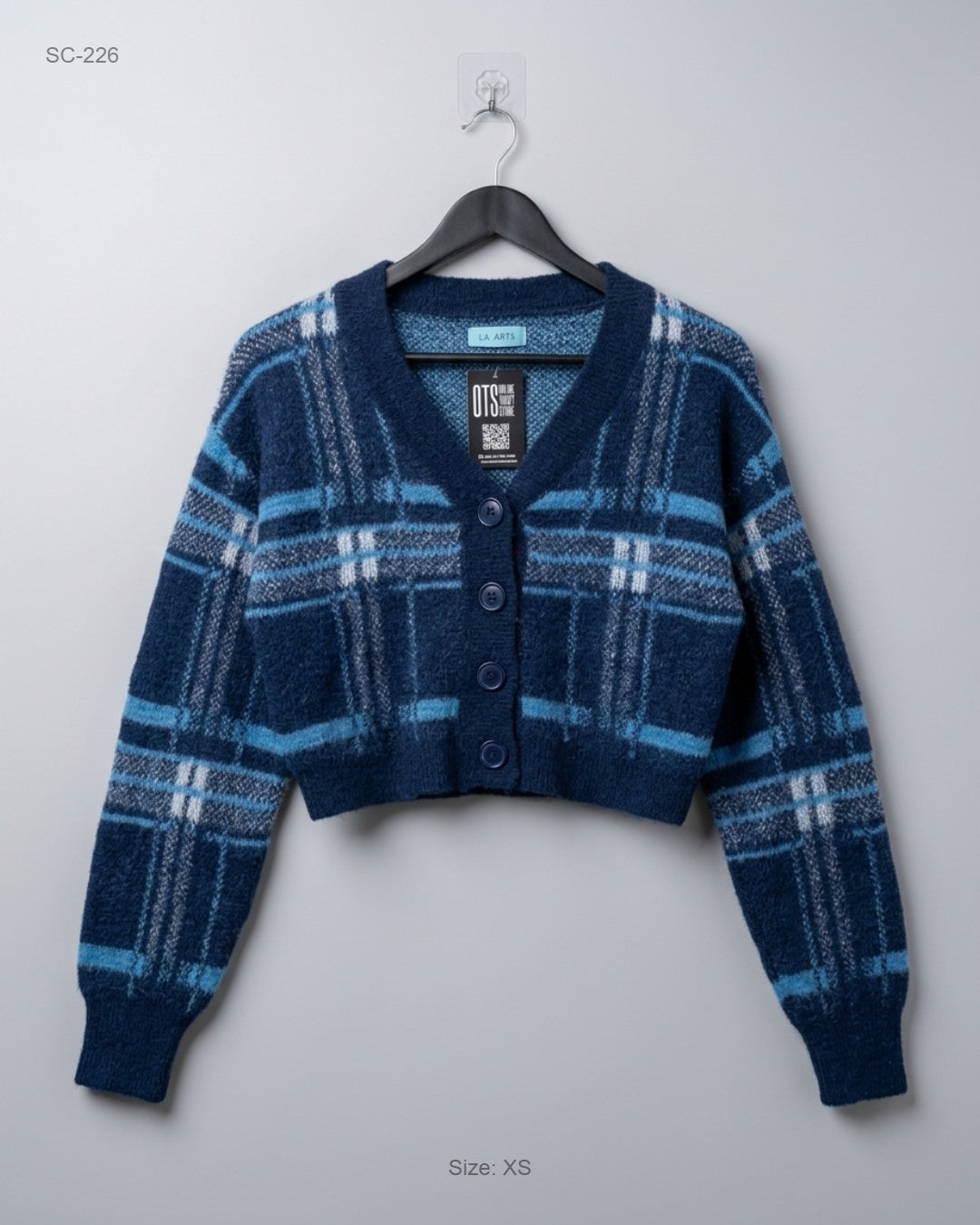 Premium Condition Short Cardigans | Preloved HEARTS | Blue Acrylic | Thrift Shop for Women Lahore Pakistan | OTS