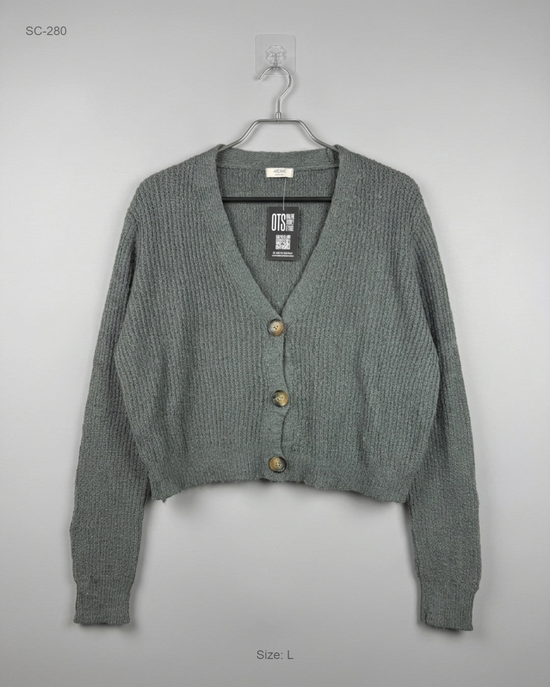 Ardene Gray Cropped Ribbed Cardigan buy preloved clothing online Pakistan