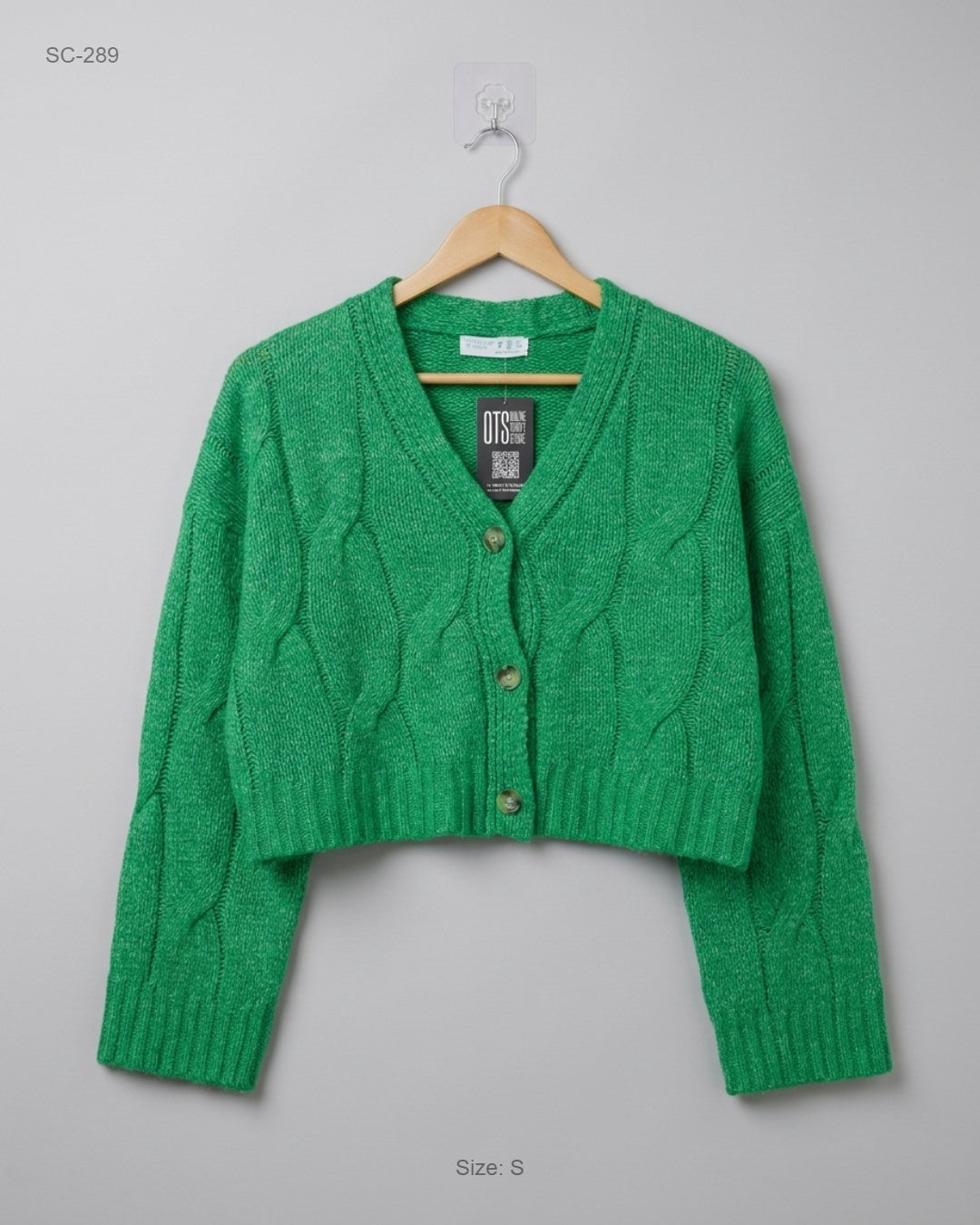 Primark Green Cropped Cable-Knit Cardigan buy preloved clothing online Pakistan