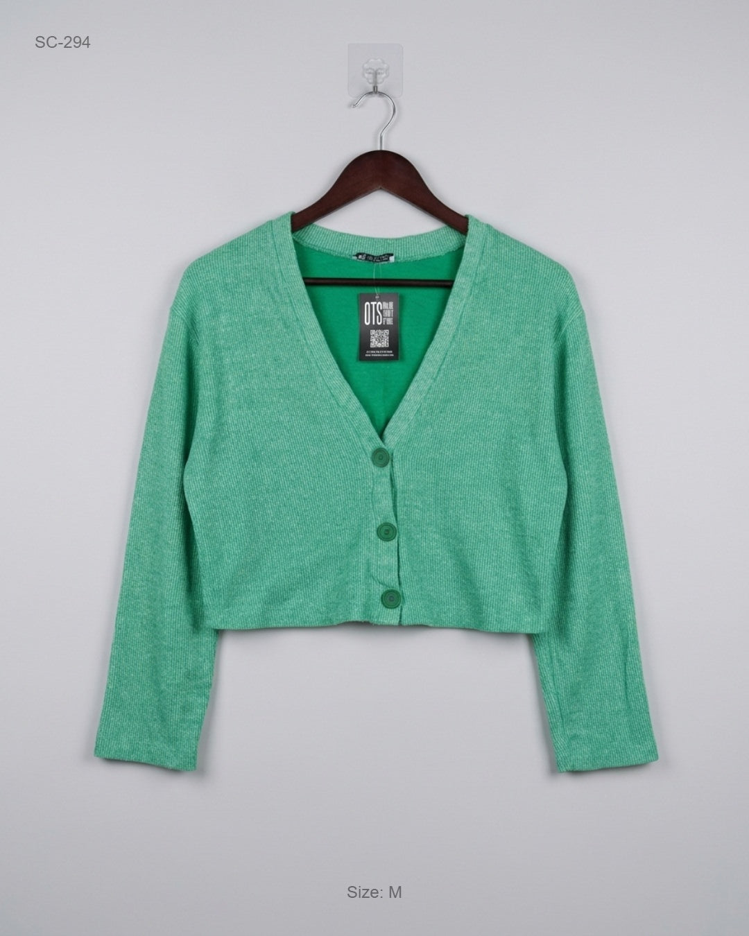 Zara Green Cropped Ribbed Cardigan buy preloved clothing online Pakistan