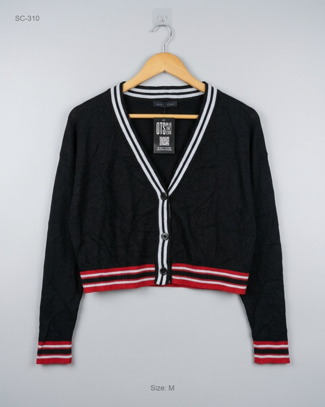 Social Scene Black Cropped Varsity Cardigan buy preloved clothing online Pakistan