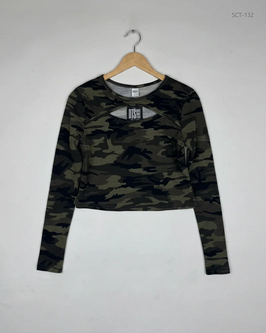 Summer Crop Tops | Shein | Preloved Branded | Army Green Polyester | Premium | OTS Thrift Store Islamabad Pakistan