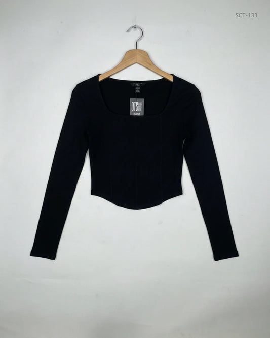 Preloved Premium Summer Crop Tops by New Look, Black Cotton for Womens - OTS Thrift Shop Karachi Pakistan