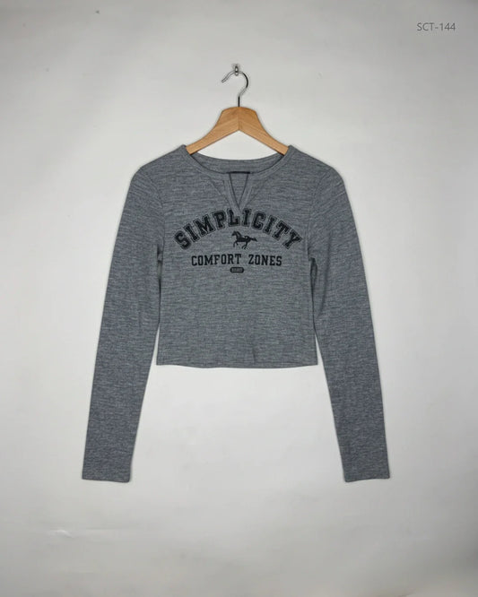 Summer Crop Tops | Dazy | Preloved Branded | Grey Cotton | Premium | OTS Thrift Store Islamabad Pakistan