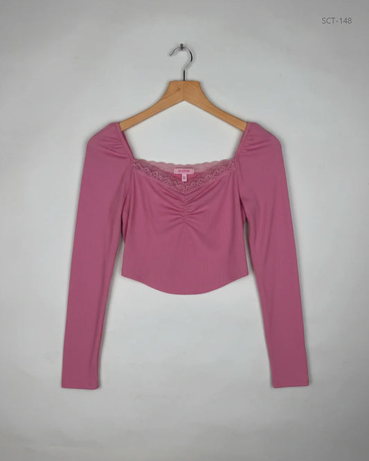 Secondhand Branded Summer Crop Tops by Shein, Pink Polyester fabric, Premium condition, for Womens - Online Thrift Shop Lahore Pakistan