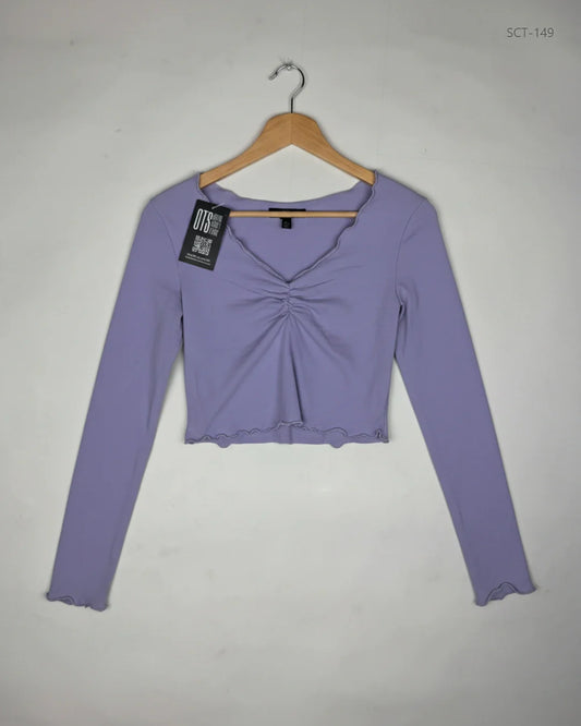 Secondhand Branded Summer Crop Tops by Shein, Lavender cotton fabric, Premium condition, for Womens - Online Thrift Shop Karachi Pakistan