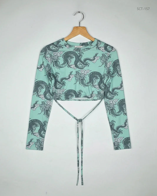 Preloved Premium Summer Crop Tops by Shein, Turquoise Polyester for Womens - OTS Thrift Shop Islamabad Pakistan