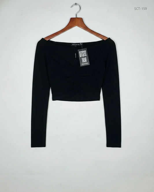 Premium Plus Condition Summer Crop Tops | Preloved PRETTYLITTLETHING | Black Polyester | Thrift Shop for Womens Peshawar Pakistan | OTS
