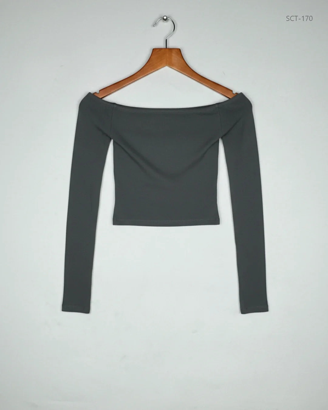 Preloved Premium Summer Crop Tops by PULL&BEAR, Grey Cotton for Womens - OTS Thrift Shop Peshawar Pakistan