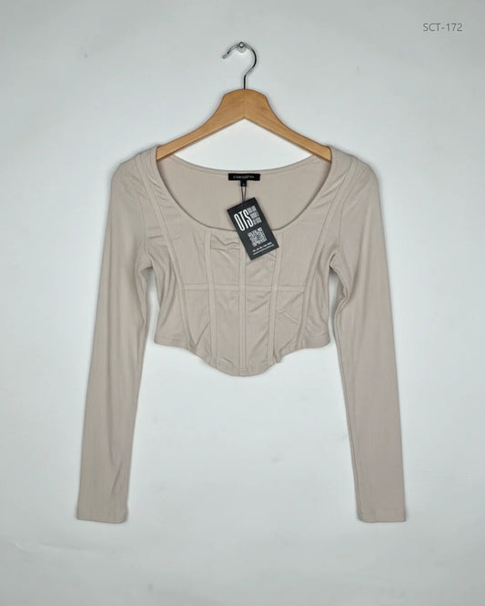 UK Imported secondhand Summer Crop Tops - Shein brand, Beige Cotton, Premium condition, for Womens - Online Thrift Store Islamabad Pakistan