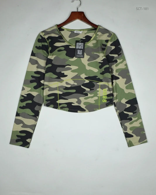 UK Imported secondhand Summer Crop Tops - George brand, Army Green Polyester, Premium condition, for Womens - Online Thrift Store Lahore Pakistan