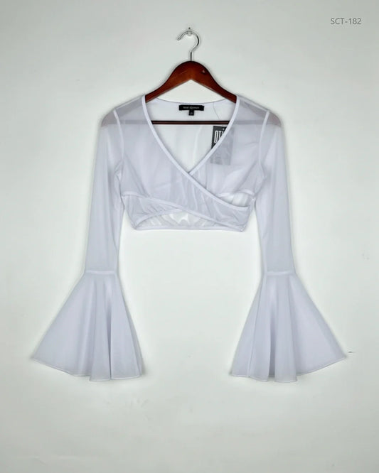 Premium Condition Summer Crop Tops | Preloved Romwe | White Polyester | Thrift Shop for Womens Peshawar Pakistan | OTS