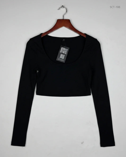 Shop Premium Summer Crop Tops by Shein | Preloved Branded Clothes | Black Polyester | Womens | OTS Thrift Store Lahore Pakistan