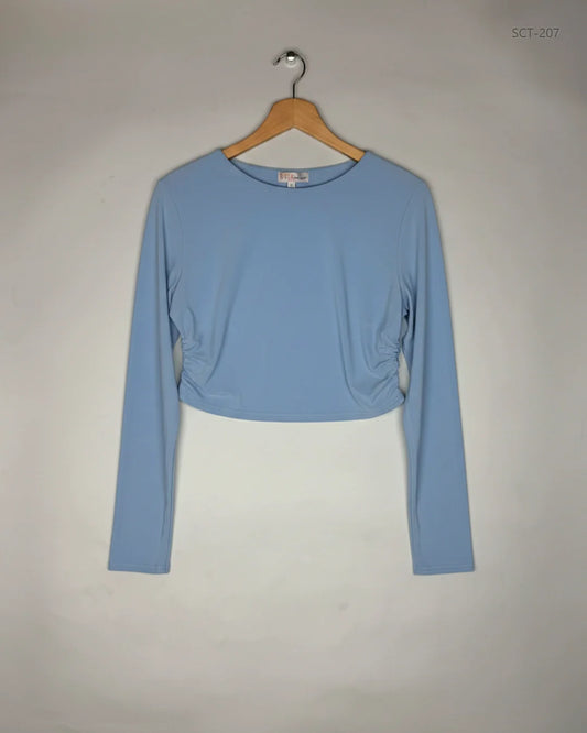 Premium Condition Summer Crop Tops | Preloved Style Plus | SkyBlue Polyester | Thrift Shop for Womens Karachi Pakistan | OTS